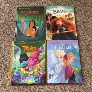 Lot of 4 Disney Dreamworks Big Golden Books Trolls Frozen Pocahontas Brave